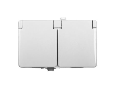 TROL Gniazdo hermetyczne podwójne z/u IP44 klapka biała 100436