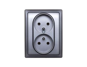 KOS66 Gniazdo podwójne z/u kompletne grafit 666036