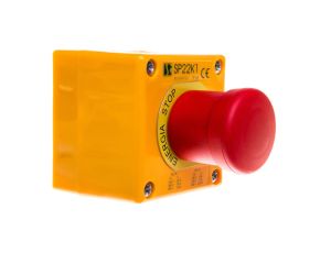 Kaseta z przyciskiem bezpieczeństwa IP65 żółta 1x dławnica SP22K1BN-1