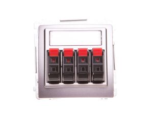 Simon Basic Gniazdo głośnikowe poczwórne z polem opisowym stal inox BMGL34.01/21