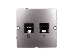 Simon Basic Gniazdo teleinformatyczne RJ45 kat.5e + RJ11 stal inox BMF5T.02/21
