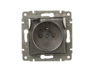 VENA Gniazdo bryzgoszczelne z/u IP44 z przesłonami klapka transparentna aluminium 514039