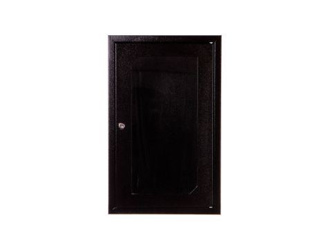 Szafa rack wisząca 10 9U 310x300 IP30 RAL9005 czarna (drzwi przeszklone) SZW-10-9U-30-DS-C