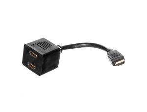 Kabel rozgałęźniacz HDMI Highspeed 1.3 pasywny Typ HDMI A/2xHDMI A, M/Ż czarny 0,2m AK-330400-002-S