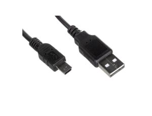Kabel połączeniowy miniUSB 2.0 /Canon/ Typ USB A/miniUSB B(5pinów), M/M czarny 1m AK-300130-010-S