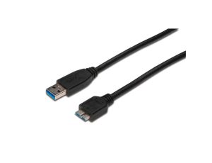 Kabel połączeniowy USB 3.0 Typ USB A/microUSB B, M/M czarny 0,25m AK-300117-003-S