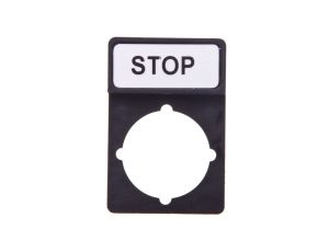 Tabliczka opisowa STOP 44x30mm czarna prostokątna ST22-1901\P03