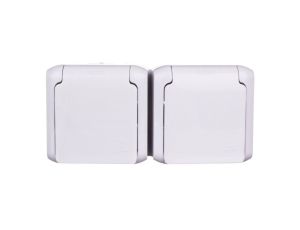 FORIX Gniazdo podwójne z/u 16A IP44 z przesłonami szare 782397