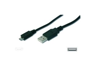 Kabel połączeniowy microUSB 2.0 Typ USB A/microUSB B, M/M czarny 1m AK-300127-010-S