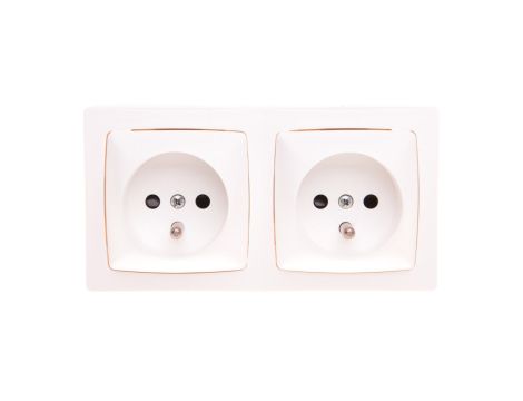 OTEO Gniazdo podwójne z/u 16A z przesłonami białe 086076