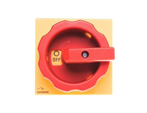 Rozłącznik główny/awaryjny 3P 32A 11.5kW AC23A 400V montaż na płycie z wałkiem pokrętło żółto-czerwone 4 otwory 3LD2213-0TK53