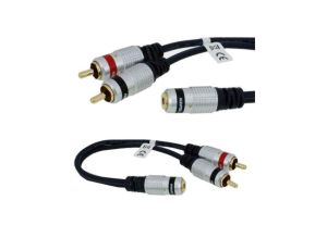 VITALCO JR635 Przejście Adapter Audio AUX mini Jack 3,5mm Stereo (gniazdo) / 2x RCA Cinch (wtyk) na kablu 25 cm