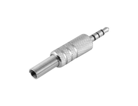Wtyk Audio AUX mini Jack 3,5mm (m) 4-polowy lutowany na kabel metalowy