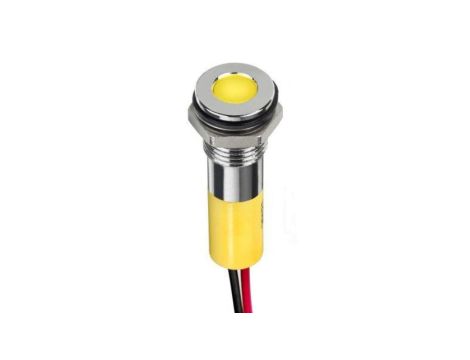 Lampka kontrolna do montażu panelowego 12V dc, Żółta 8mm LED Wyprowadzenia RS PRO