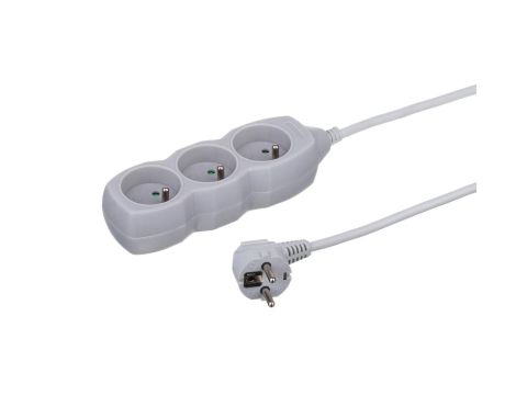 Przedłużacz 3-gniazdowy 3m, 3x1,0mm OWY szary / 24240