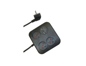 Przedłużacz Power Square 3gniazda + 2xUSB (2,4A-12W) 1,4m 3x1,0mm OWY, grafit 34104