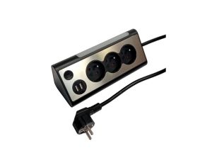 Przedłużacz Power Desk 3gniazda + 2xUSB (2,1A)+Lampka 0,5W, 1,4m, 3x1,5mm OWY, czarny / 34101