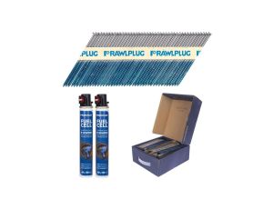 Gwoździe do drewna 3,1x90mm czarne, gładkie na papierze 2200 sztuk + 2x gaz do gwoździarki WW90II Rawlplug R-DPK-3190-V