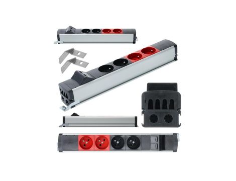 Simon 480 Listwa zasilająca na 4 gniazda (2x DATA) + 2 gniazda RJ45 czarna