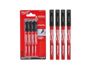 Marker budowlany INKZALL Czarny cienki 0,6mm BLISTER 4 sztuki MILWAUKEE