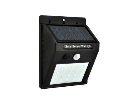 Naścienna lampka SOLAR 3W LED, 200lm, czujnik ruchu 3m, 90-120st/czujnik zmierzchu, czarna / 46800
