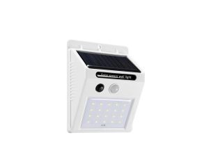 Naścienna lampka SOLAR 3W LED, 200lm, czujnik ruchu 3m, 90-120st/czujnik zmierzchu, biała / 46801