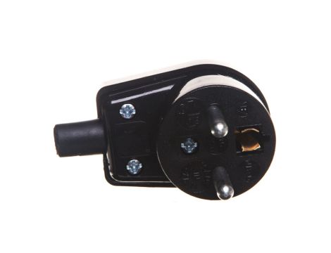 Wtyczka kątowa z uziemieniem 16A 250V czarna WB-6 3300-02