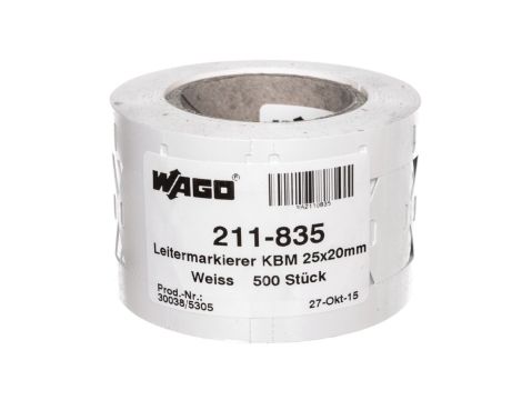 Oznaczniki na opaskę zaciskową kabla 25x20mm w taśmie 1-rzędowej 500 tabliczek w rolce 211-835