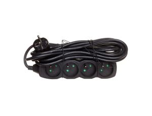 Przedłużacz 4-gniazda z/u 5m /H05VV-F 3G1/ czarny PC0415