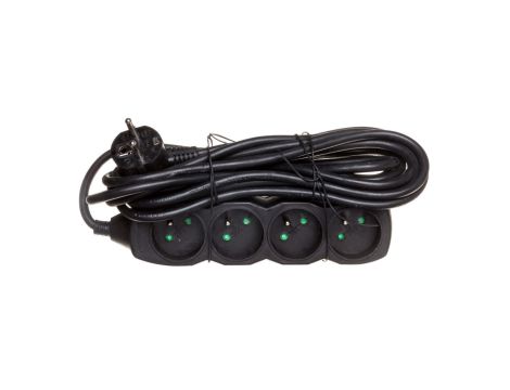 Przedłużacz 4-gniazda z/u 5m /H05VV-F 3G1/ czarny PC0415