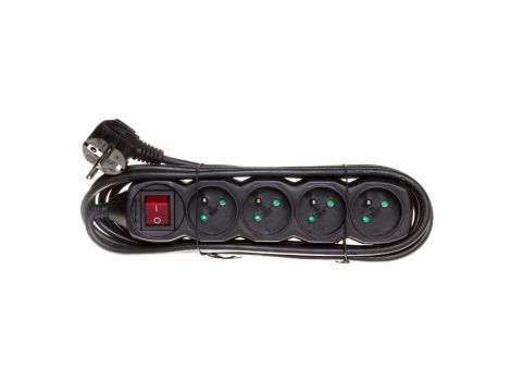 Przedłużacz z wyłącznikiem 4-gniazda z/u 3m /H05VV-F 3G1/ czarny PC1413