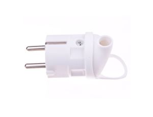 Wtyczka kątowa 10/16A 250V 2P+Z z uchwytem biała EM-GRC-02 P0039