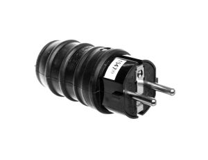 Wtyczka gumowa 10/16A 250V 2P+Z IP44 czarna P0050