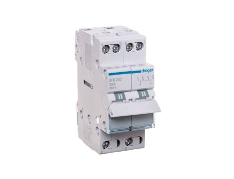 Przełącznik modułowy zasilania I-0-II (sieć-agregat) 32A 2P SFB232