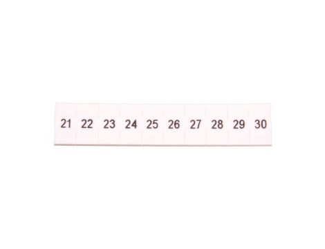Oznacznik do złącz szynowych, opisówka ZB 5 numerowana od 21-30 kolor biały /10szt./