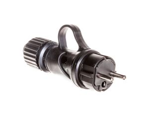 Wtyczka prosta gumowa z uchwytem b/u 16A 2P IP44 FWG czarna 51.224