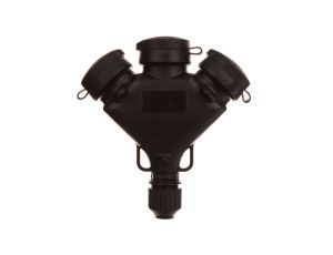 Rozgałężnik gumowy 3 gniazda z/u 16A IP44 FRG zielono-czarny 51.233