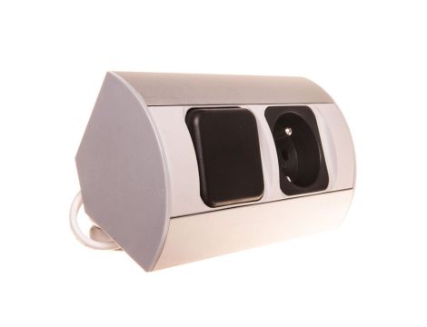 Gniazdo meblowe pojedyncze z/u 16A IP20 z wyłącznikiem aluminium/ tworzywo OR-AE-1302