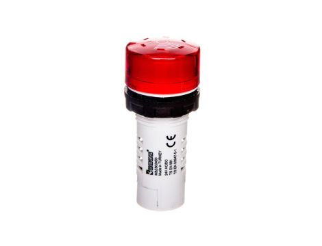 Buzzer, monoblok, 24V AC/DC, 90db, podświetlany, czerwony T0-MBZS024S