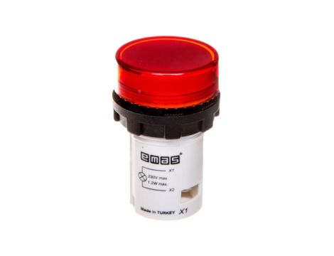 Lampka sygnalizacyjna MB z LED, monoblok, 230V AC, płaski klosz, czerwona T0-MBSD220K