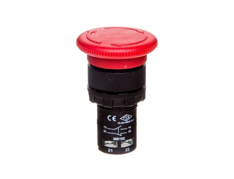 Przycisk dłoniowy bezpieczeństwa monoblok, 1NO+1NC, grzybek 40 mm, czerwony T0-MB102E
