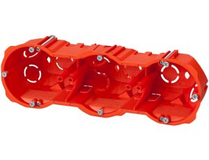 Puszka podtynkowa PK-3x60 regips 3x60mm głęboka z wkrętami czerwona 0287-00