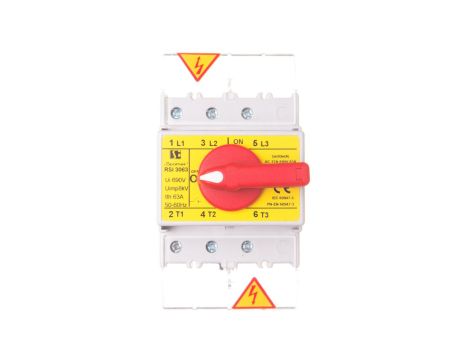 Rozłącznik izolacyjny 3P 63A z pokrętłem na rozłączniku czerwonym RSI-3063W03