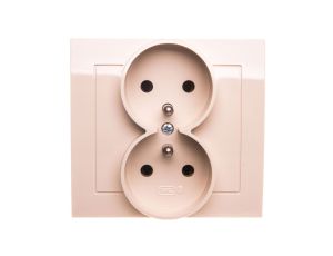 KIER Gniazdo podwójne z/u beżowe GP-2WZ/01