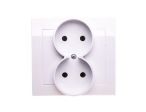 KIER Gniazdo podwójne b/u białe GP-2W/00