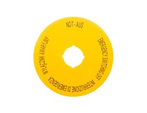 Tabliczka opisowa żółta okrągła 90mm PL, GB, DE, I M22-XAK5 167641