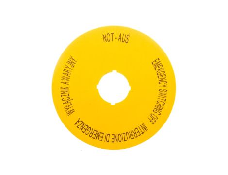 Tabliczka opisowa żółta okrągła 90mm PL, GB, DE, I M22-XAK5 167641