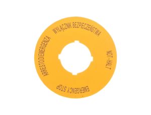 Tabliczka opisowa żółta okrągła EMERGENCY STOP (4 języki) M22-XBK15 167638