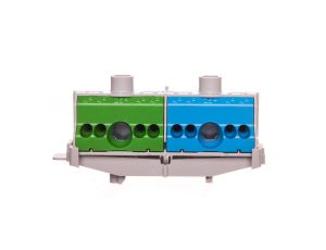 Listwa zaciskowa PE i N na szynę 80 A 2x(1x25mm + 4x4mm2) niebiesko-zielona FC PN 10 26001206