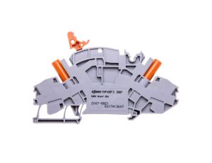 Złączka szynowa rozłączalno-pomiarowa 2-przewodowa z izolowanymi gniazdami pomiarowymi do wtyku pomiarowego 4mm szara 2007-8821